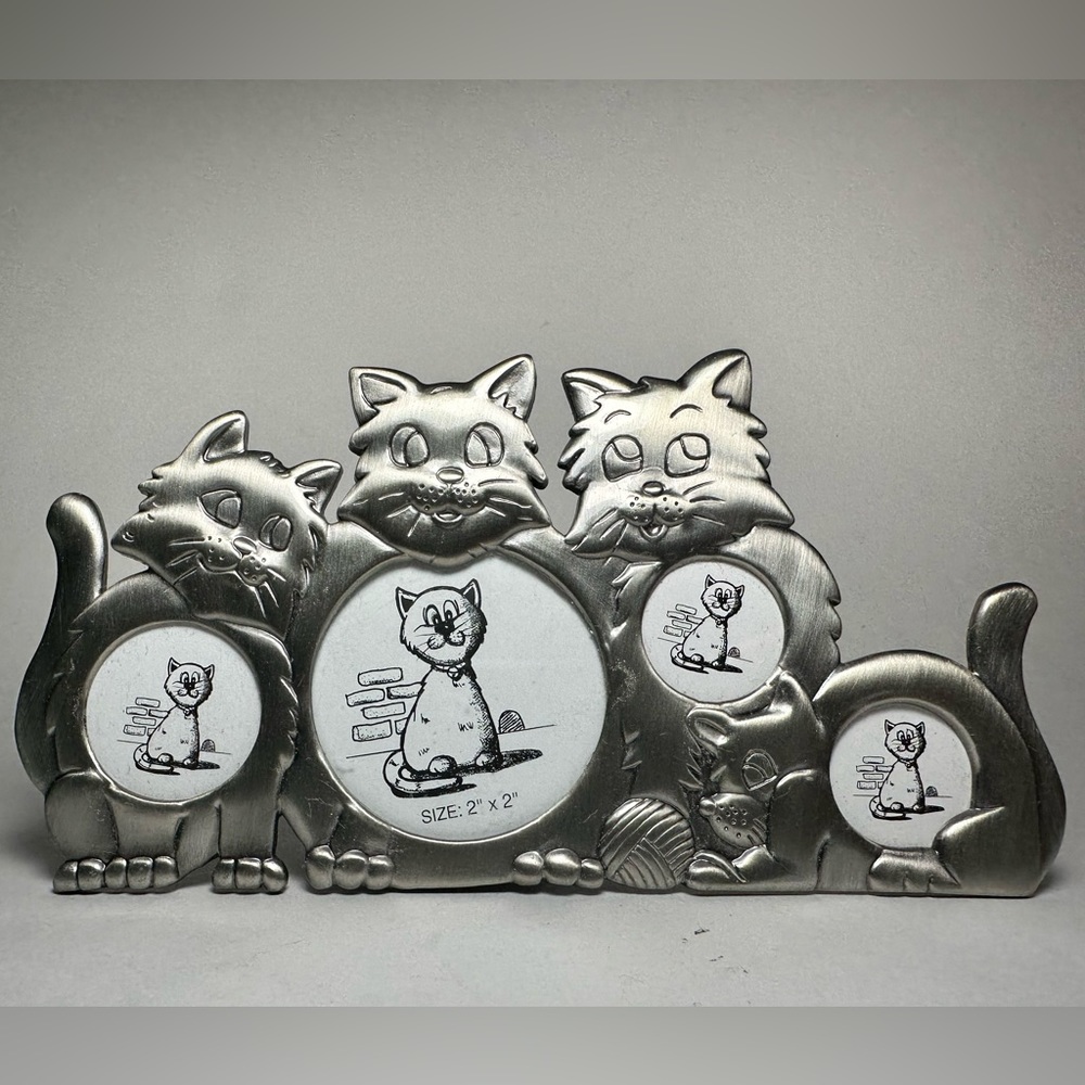 Cat Metal Picture Frame Cats Pets 7"